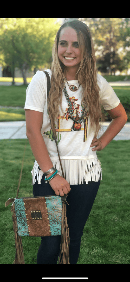 Shop Envi Me It's T-shirt Kinda Day The Cowboy Seranade Fringe Top