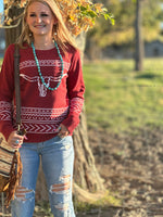 Shop Envi Me Tops and Tunics The Cranberry San Jalisco Steer Sweater
