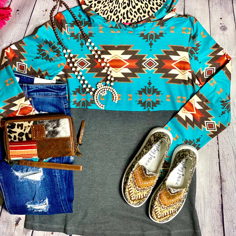 Shop Envi Me Cardigans and Kimonos The Crossfire Turquoise Aztec Top
