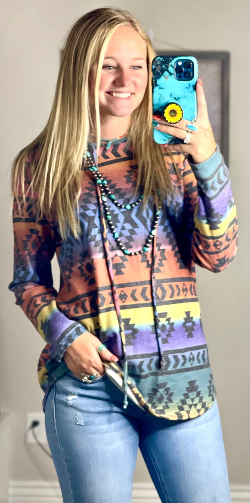 Shop Envi Me It's T-shirt Kinda Day The Curvy South of Rio Aztec Hoodie Top