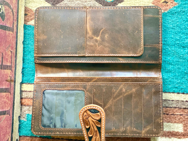 Shop Envi Me Accessories Hair on Buckstitch The Denton Black Buckstitch Tooled Wallet