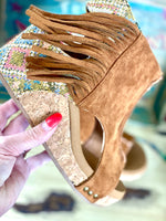 Volatile Footwear The Diego Fringe Tapestry Wedge Sandal