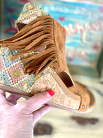 Volatile Footwear The Diego Fringe Tapestry Wedge Sandal