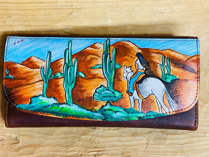 Shop Envi Me Accessories Cactus Cowgirl 🌵 The Diego Garcia Painted Leather Clutch Wallet