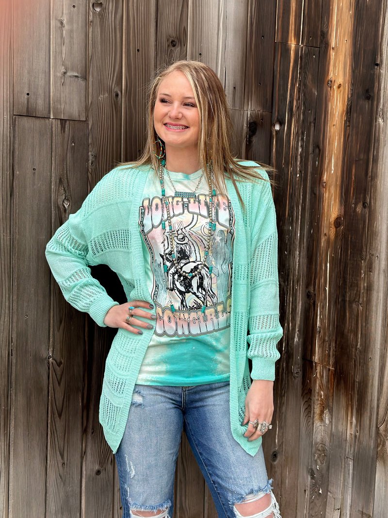 Shop Envi Me Cardigans and Kimonos The Durango Turquoise Spring Cardigan