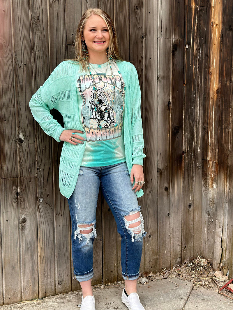 Shop Envi Me Cardigans and Kimonos The Durango Turquoise Spring Cardigan