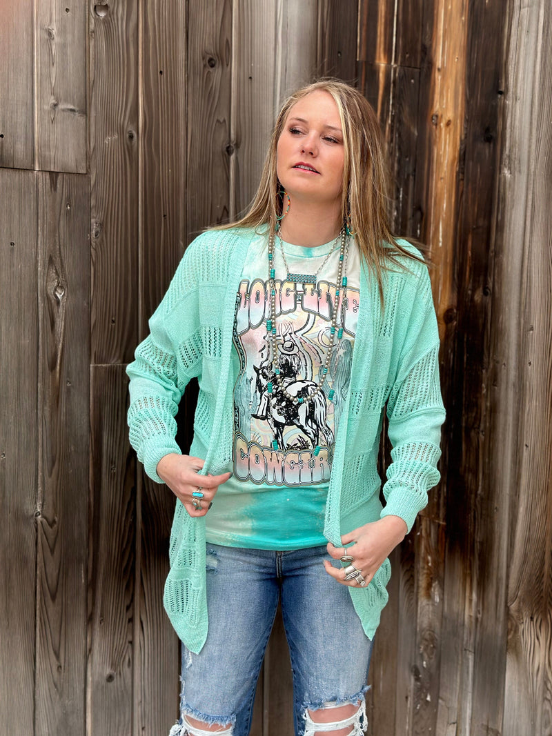 Shop Envi Me Cardigans and Kimonos The Durango Turquoise Spring Cardigan