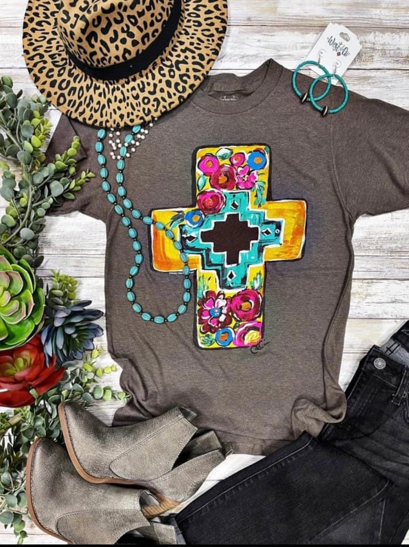 Shop Envi Me It's T-shirt Kinda Day The Easter Floral Aztec Cross Tee