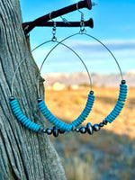 Shop Envi Me Earrings The El Charro Silver & Turquoise Hoop Earring