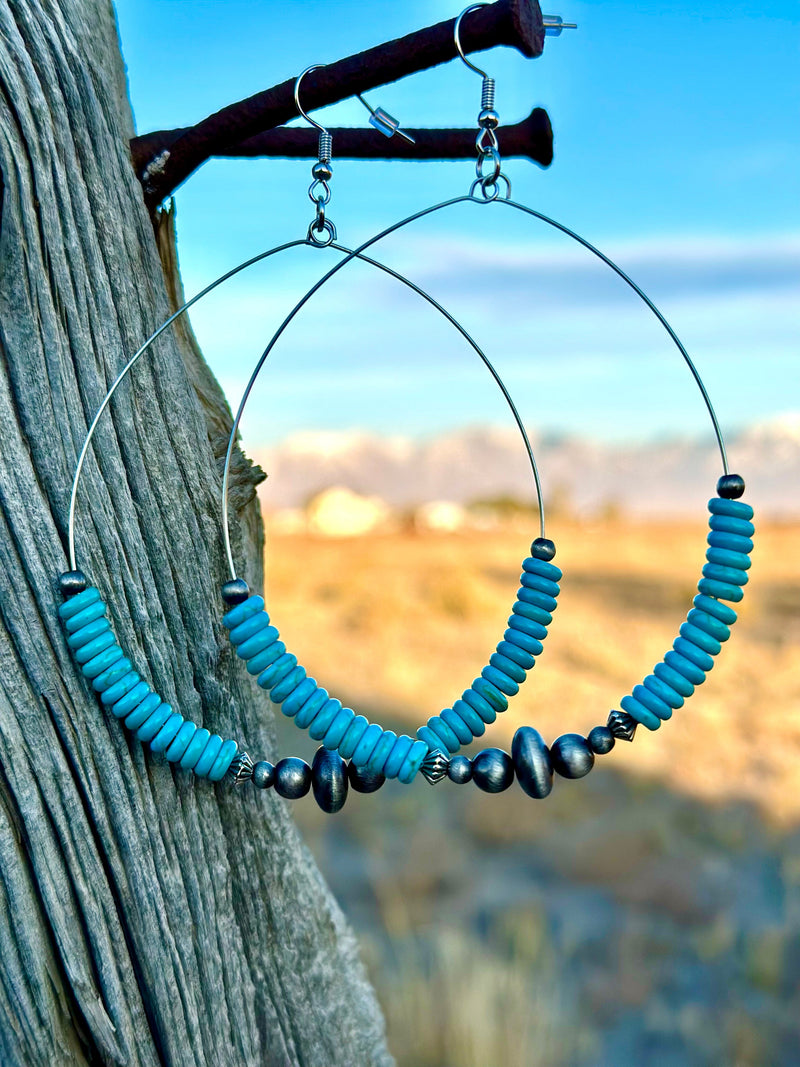 Shop Envi Me Earrings The El Charro Silver & Turquoise Hoop Earring