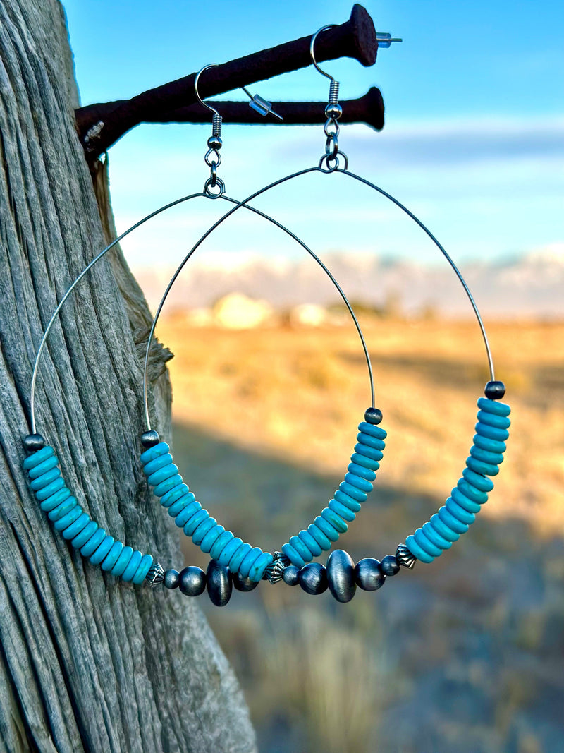 Shop Envi Me Earrings The El Charro Silver & Turquoise Hoop Earring