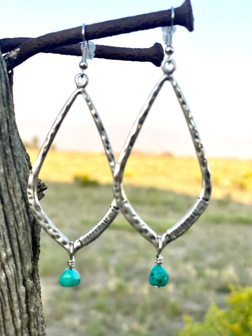 Shop Envi Me Earrings The El Reno Silver Earring with Turquoise Bead