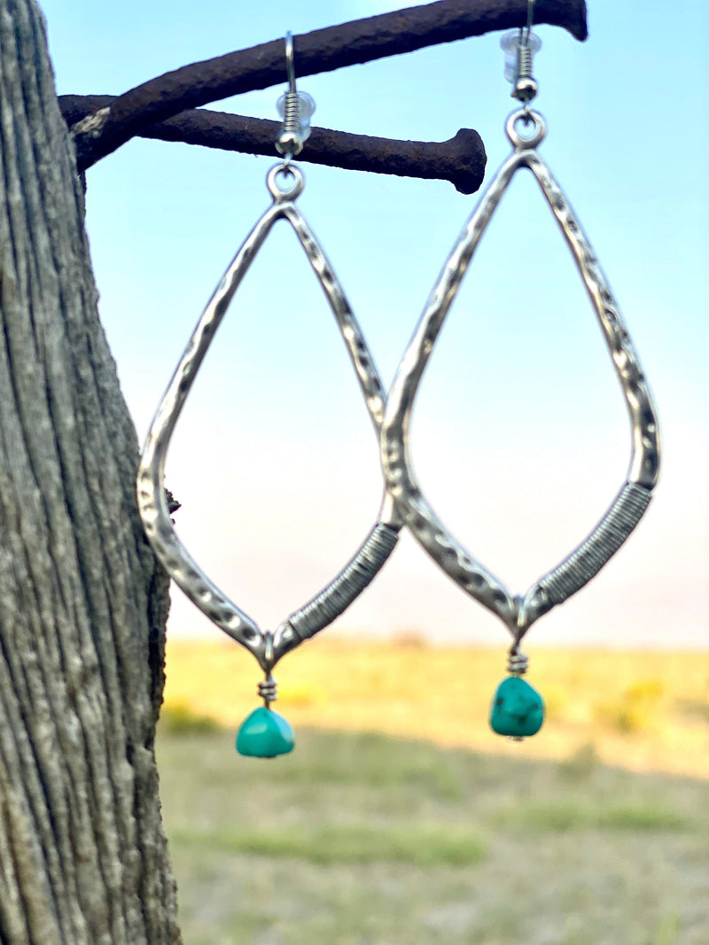 Shop Envi Me Earrings The El Reno Silver Earring with Turquoise Bead