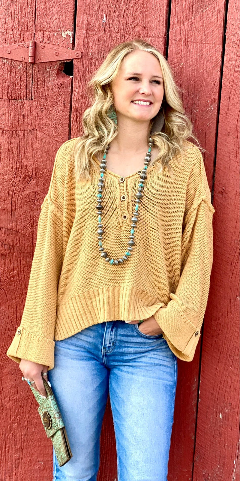 Shop Envi Me Tops and Tunics The Fall Colors Miles City Cuff Mustard Sweater