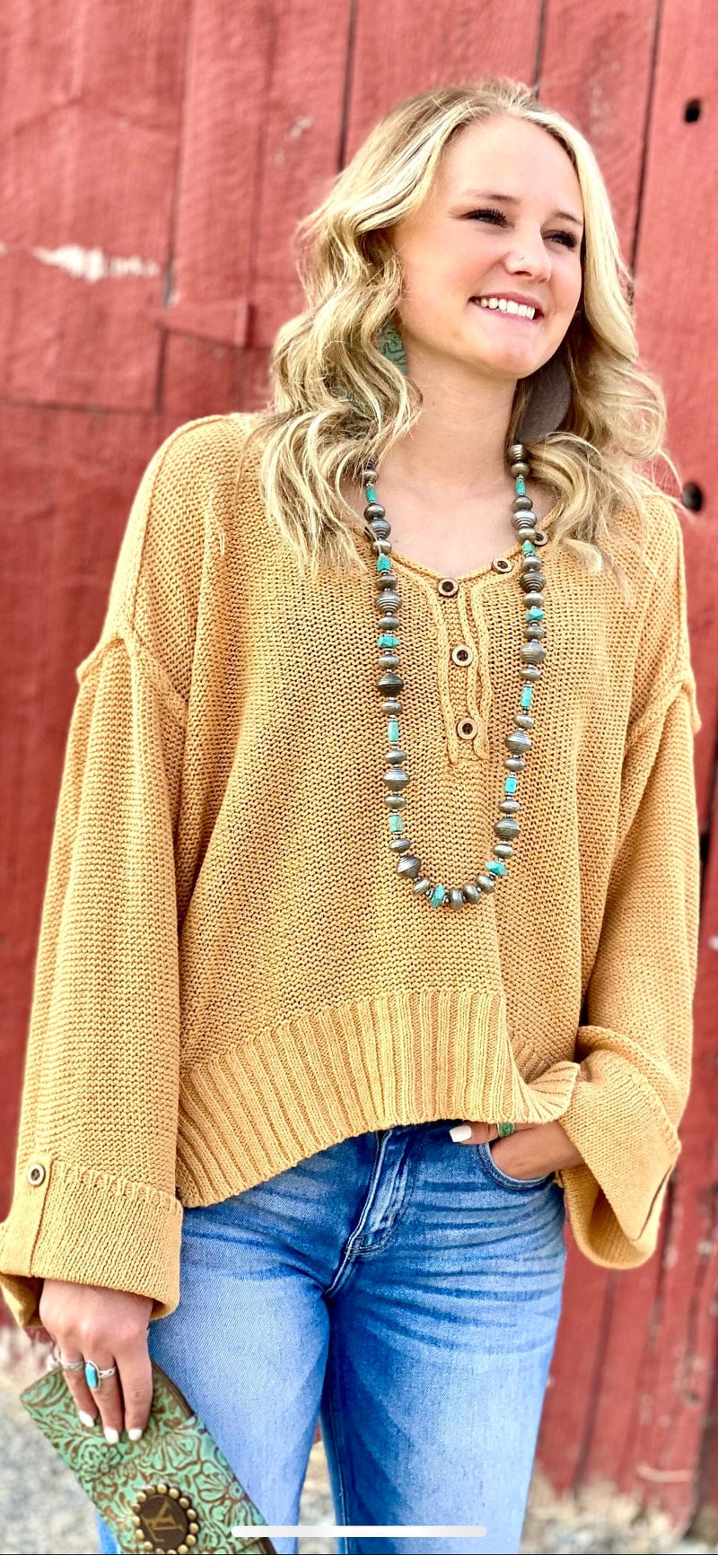 Shop Envi Me Tops and Tunics The Fall Colors Miles City Cuff Mustard Sweater