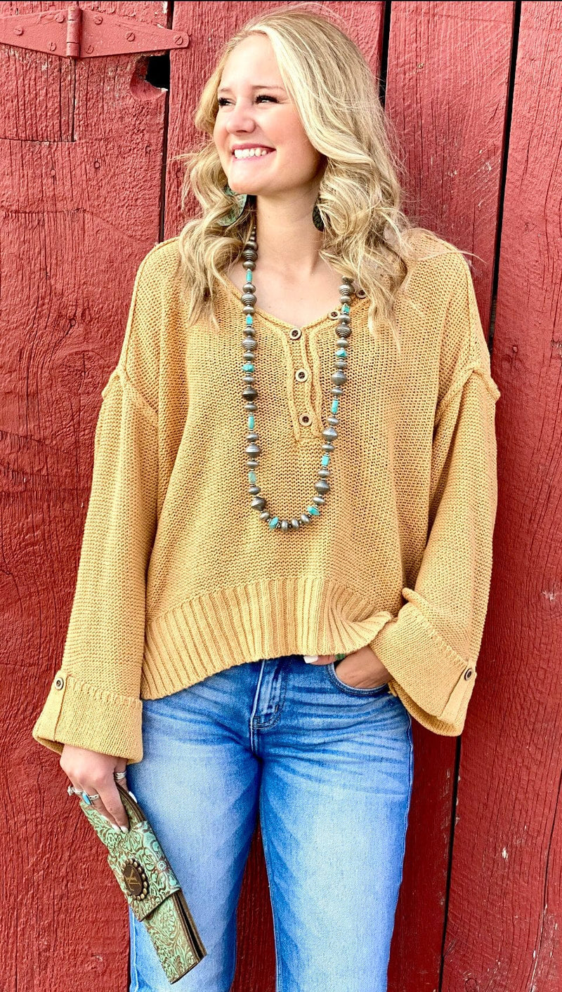 Shop Envi Me Tops and Tunics The Fall Colors Miles City Cuff Mustard Sweater
