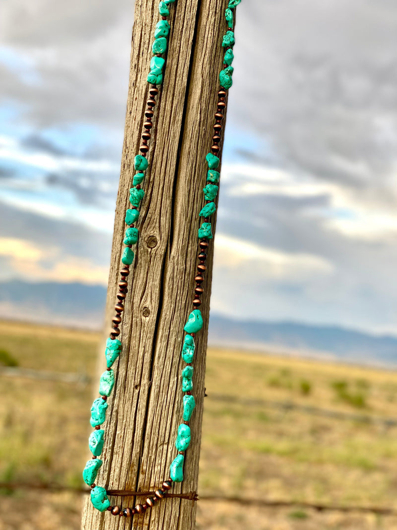 Shop Envi Me Necklaces The Fall Copper Bead and Turquoise Chunk Necklace