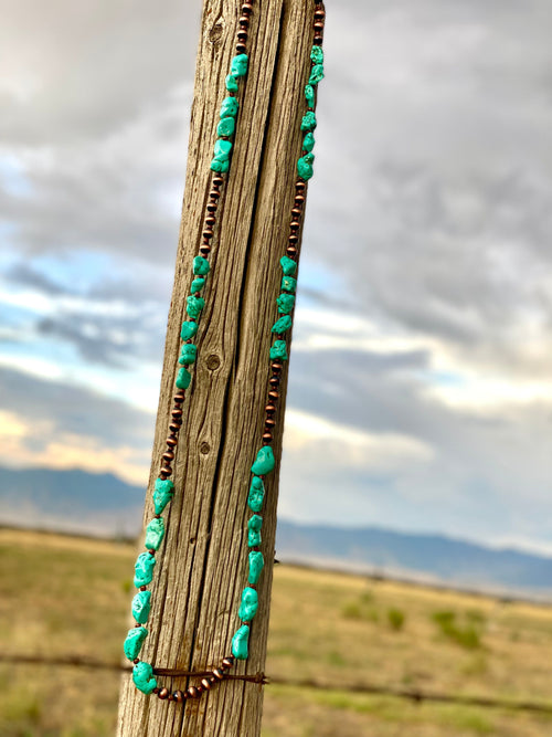 Shop Envi Me Necklaces The Fall Copper Bead and Turquoise Chunk Necklace