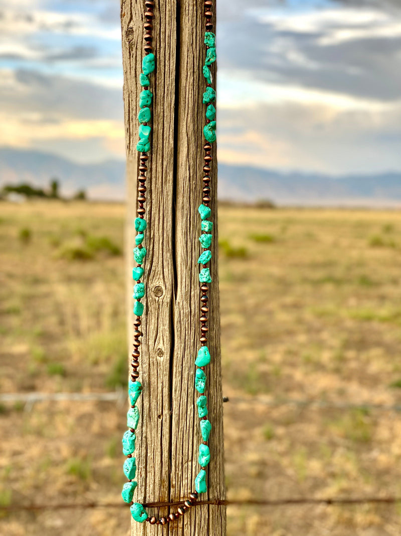 Shop Envi Me Necklaces The Fall Copper Bead and Turquoise Chunk Necklace