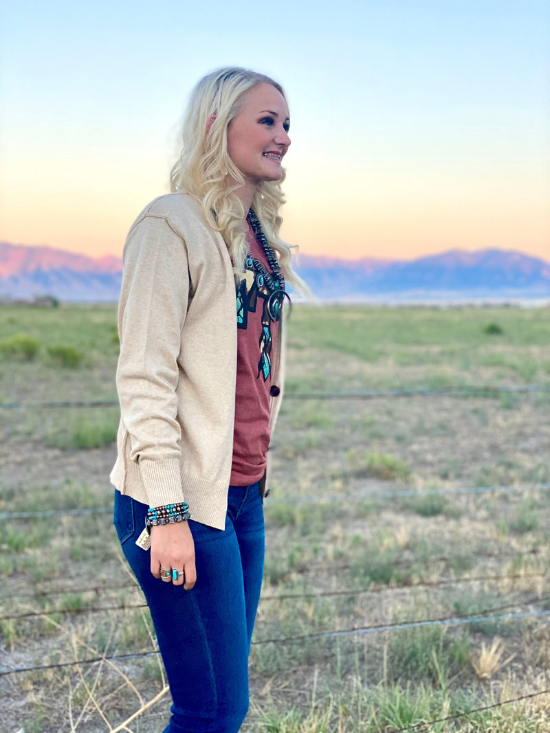 Shop Envi Me Cardigans and Kimonos The Fall Desert Plains Cream Cardigan