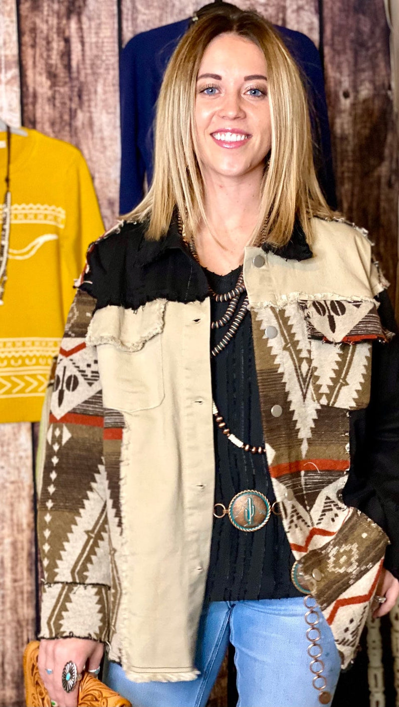 Shop Envi Me Cardigans and Kimonos The Fall El Dorado Aztec Shacket Jacket