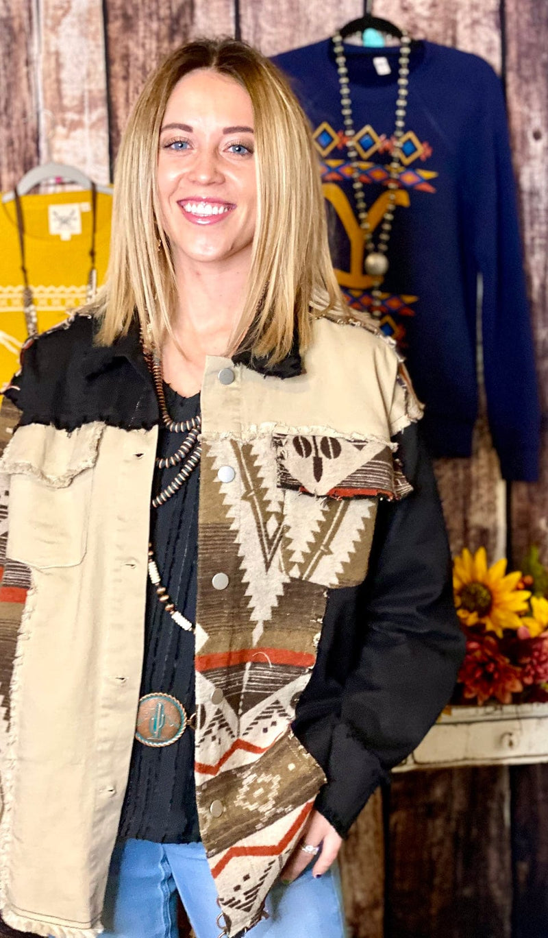 Shop Envi Me Cardigans and Kimonos The Fall El Dorado Aztec Shacket Jacket