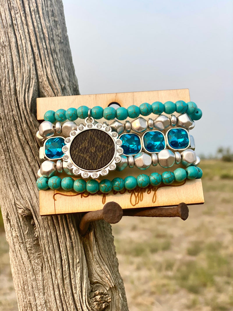 Shop Envi Me Jewelry Stack Set / Turquoise The Fall Gypsy Turquoise Crystal Stack Bracelet Set