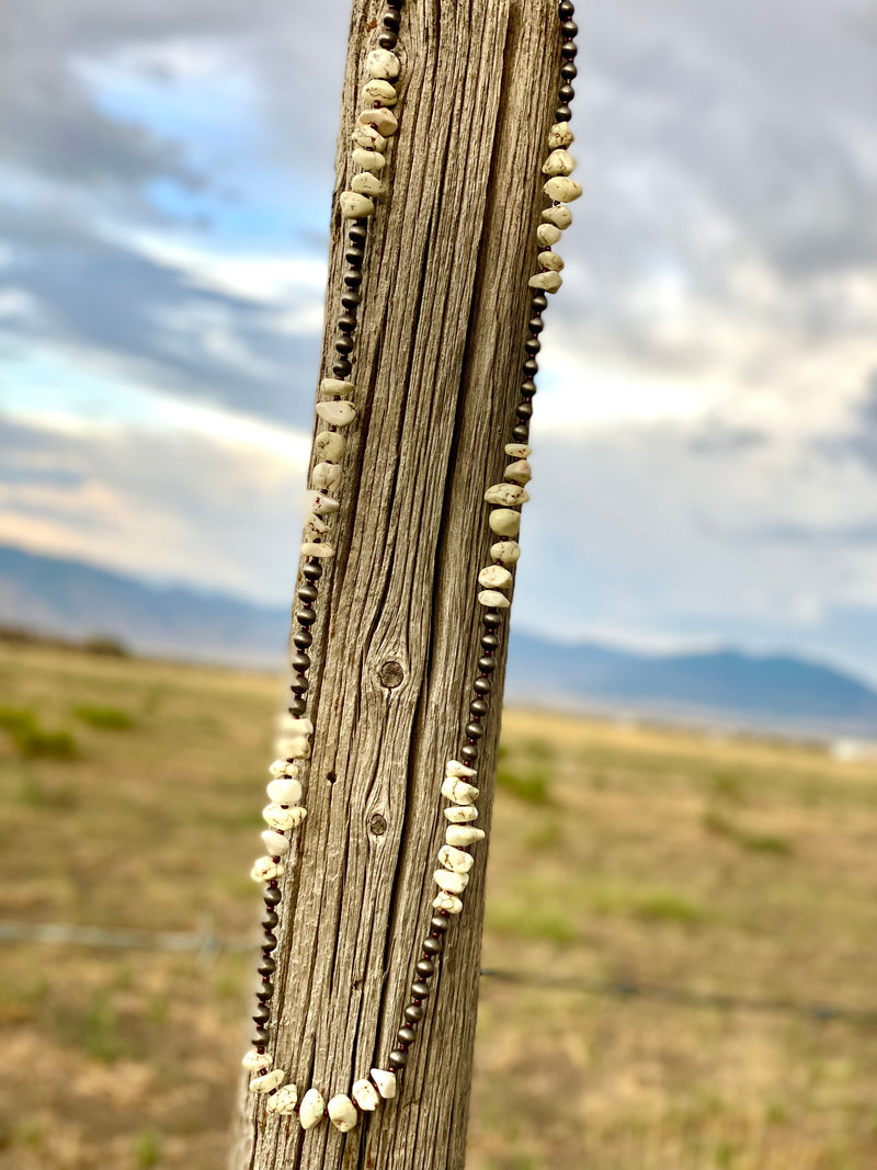 Shop Envi Me Necklaces The Fall Silver Bead and Bone Chunk Necklace