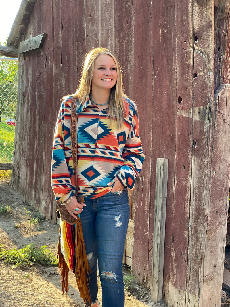 Shop Envi Me Tops The Fall Tribal Clemson Stripe Half Zip Curvy Sizes  Top