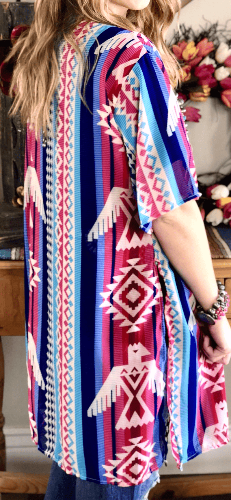 Peach Love Cardigans and Kimonos The Get Western Aztec Thunderbird Kimono