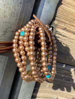 Shop Envi Me Jewelry One / Gold The Gold & Turquoise Stone Navajo Pearl Stack Bracelets