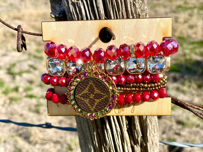 Shop Envi Me Jewelry Stack Set / Red The Gypsy Holiday Red Crystal Stack Bracelet Set
