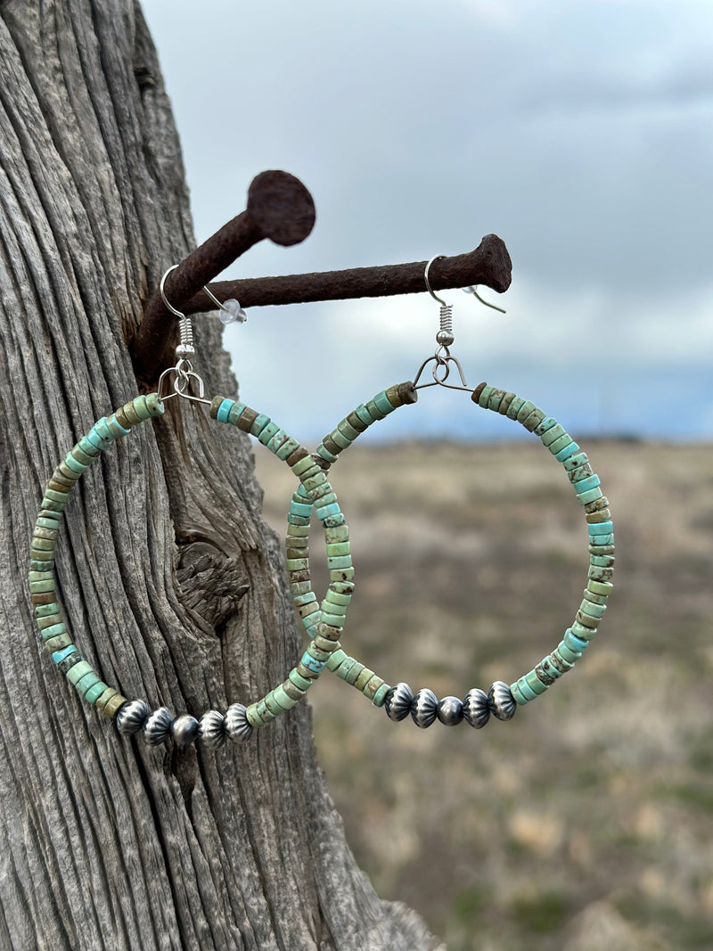 Shop Envi Me Earrings Turquoise The Heishi Turquoise Navajo Pearl Hoop Bead Earring