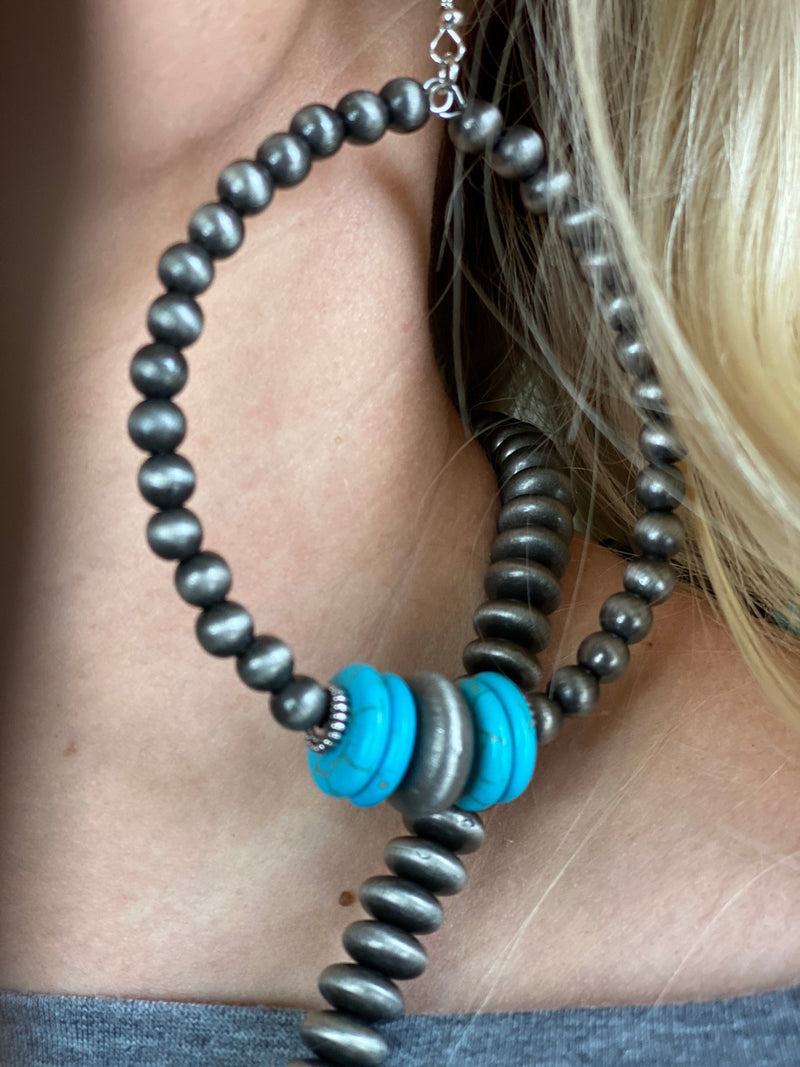 Shop Envi Me Earrings Silver & Turquoise The Holiday Turquoise Navajo Pearl Loop Earrings