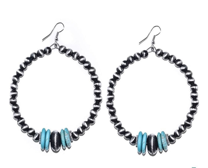 Shop Envi Me Earrings Silver & Turquoise The Holiday Turquoise Navajo Pearl Loop Earrings