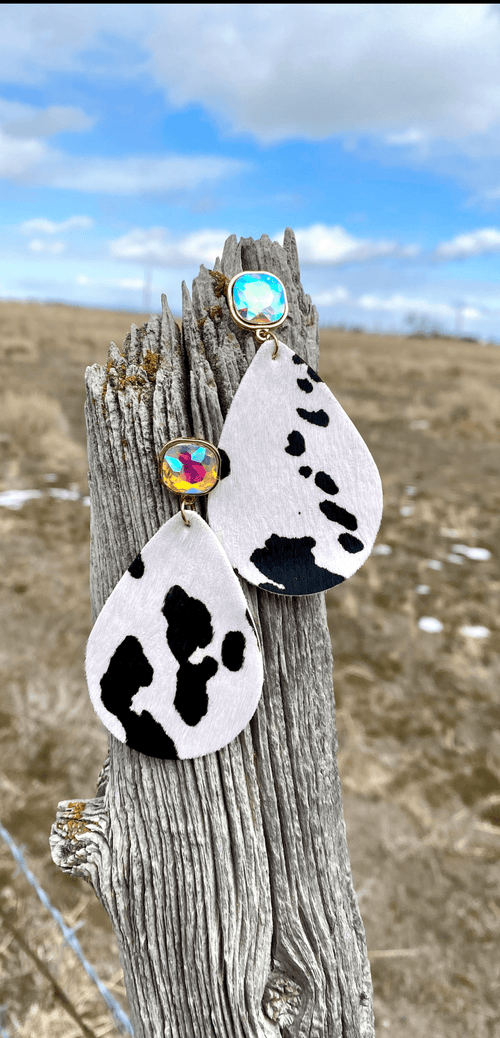 Shop Envi Me Earring The How Now Cow Hair On Crystal Cowhide Earring