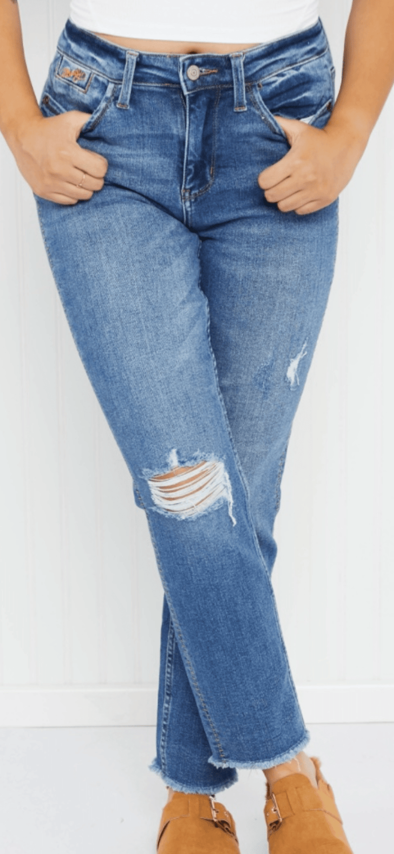 Just Black Bottoms The Judy Blue Stitched Howdy Crop Denim