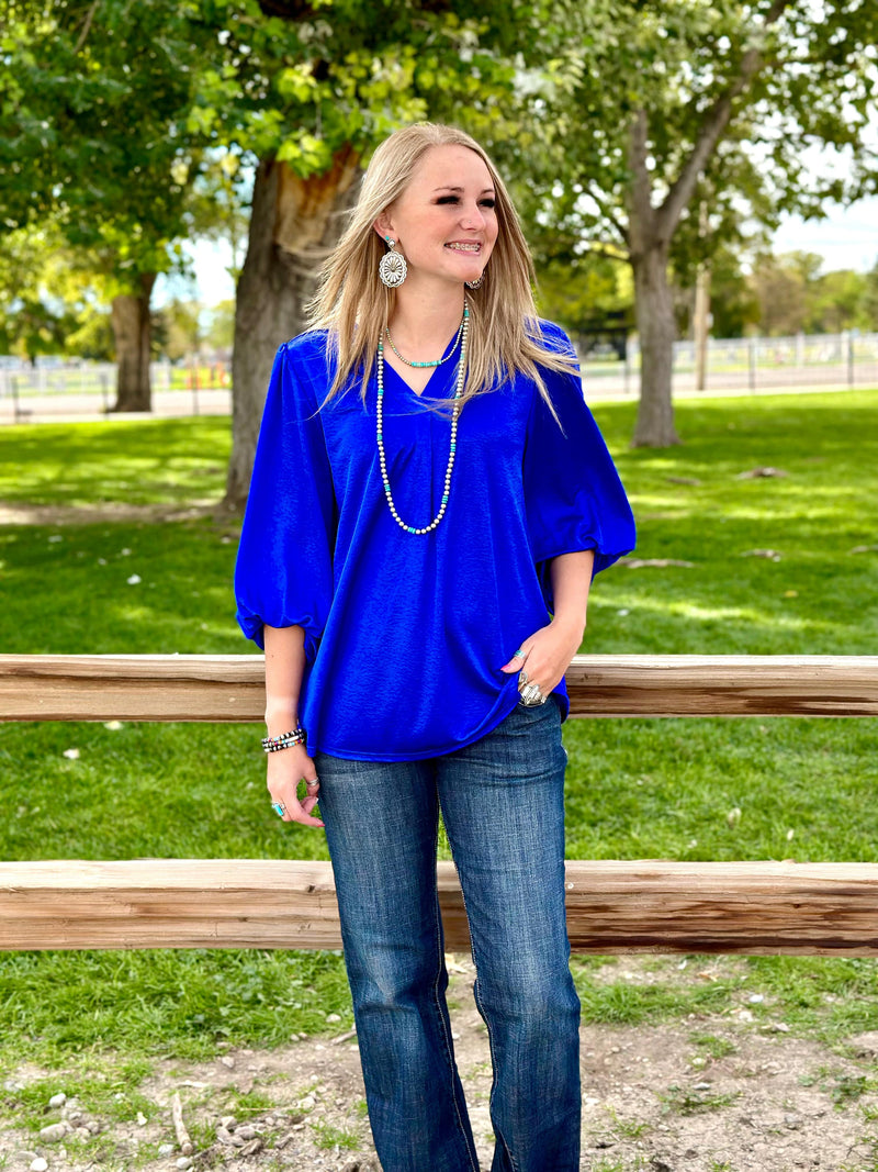 Shop Envi Me The Las Vegas Nights Royal Blue Top