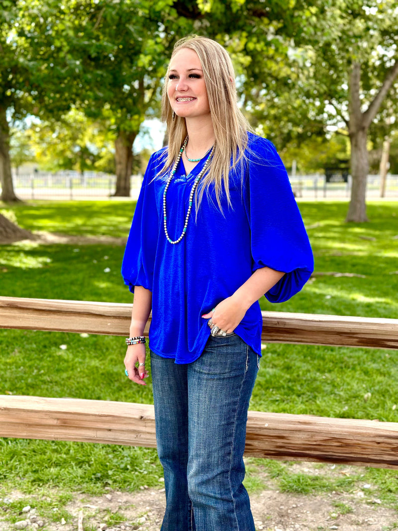 Shop Envi Me The Las Vegas Nights Royal Blue Top