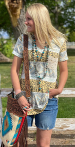 Shop Envi Me Tops and Tunics The Leopard Lacey Aztec Top