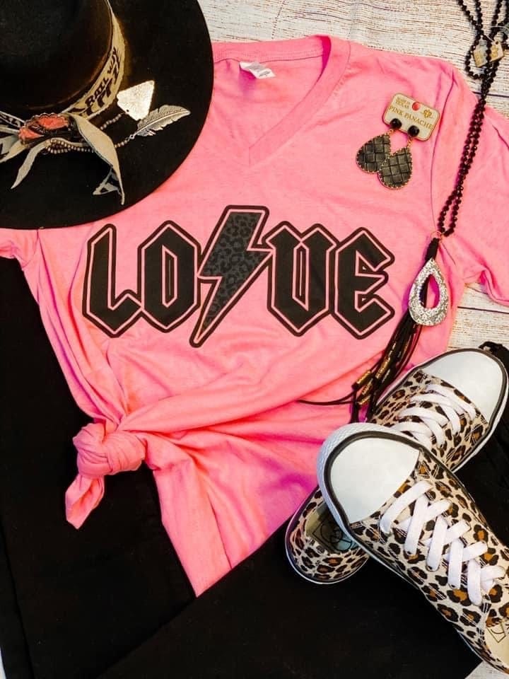 Shop Envi Me It's T-shirt Kinda Day The Lightening Bolt Cheetah Love Valentine V Neck Tee