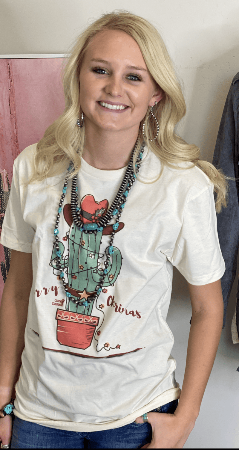 Shop Envi Me Tops and Tunics The Merry Cactus Cowboy Christmas 🎄 Tee
