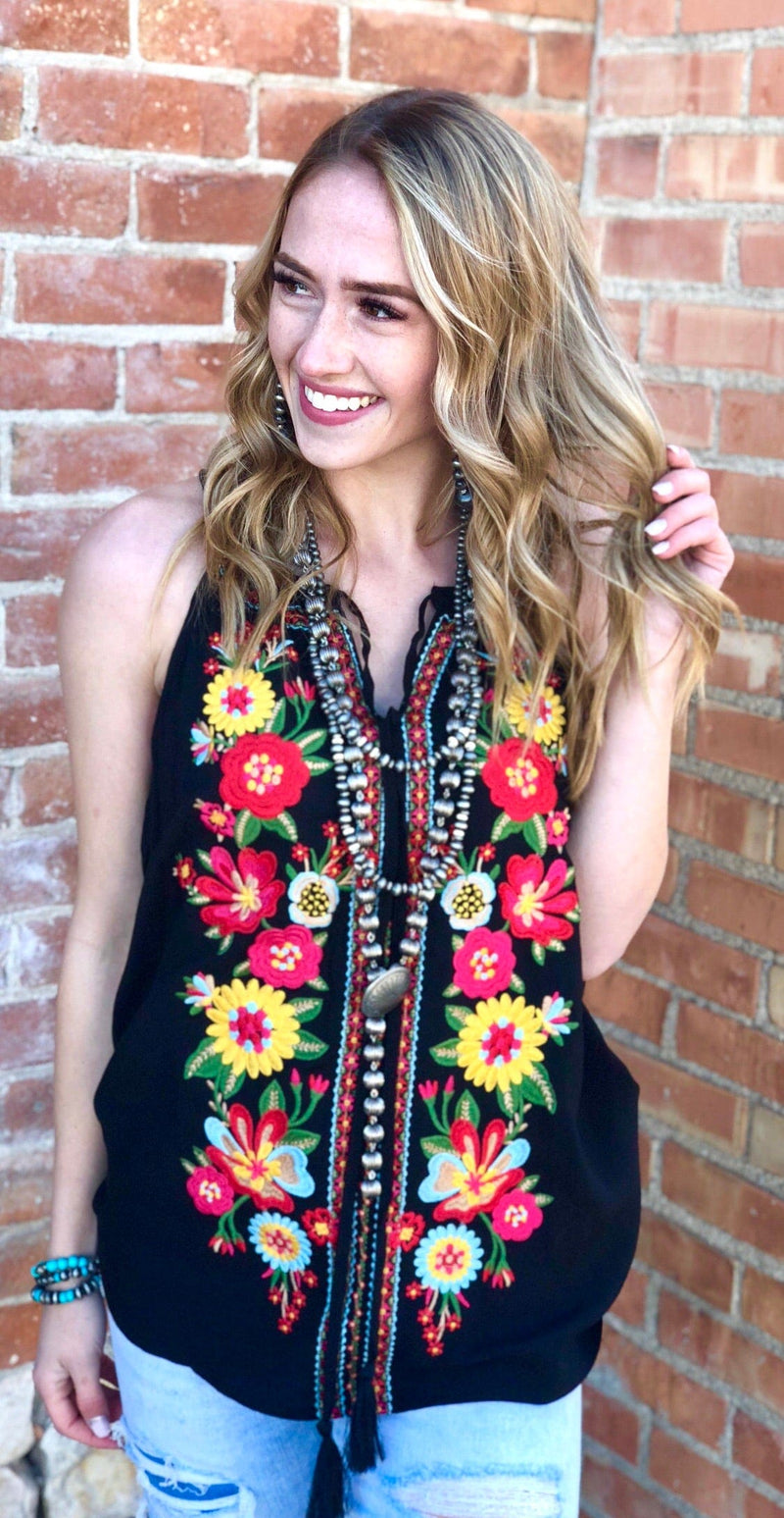 Shop Envi Me Tops and Tunics The Mesa Verde Embroidered Sleeveless Top