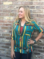 Shop Envi Me tops The Montana Chief Button Up Embroidered  Serape Top