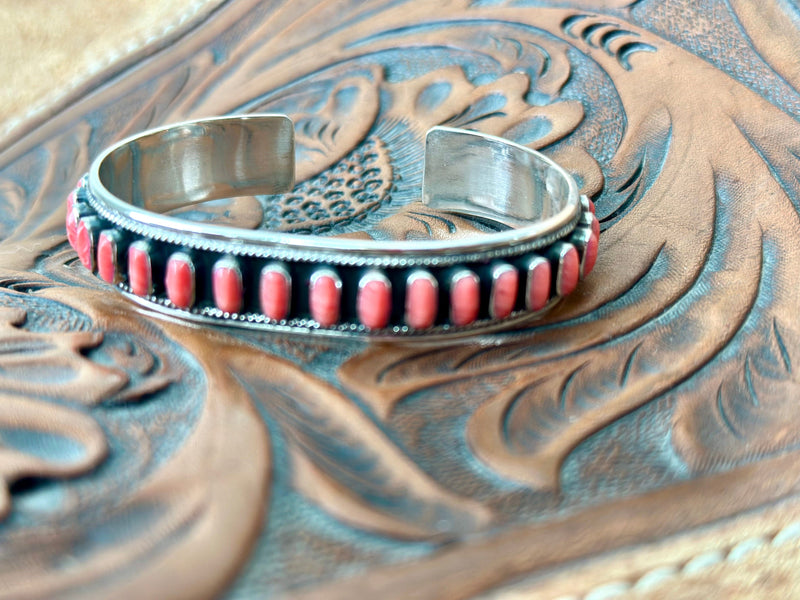 Shop Envi Me Bracelets Silver & Coral The Monterrey Sterling Silver & Coral Southwest Cuff Bracelet
