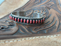 Shop Envi Me Bracelets Silver & Coral The Monterrey Sterling Silver & Coral Southwest Cuff Bracelet