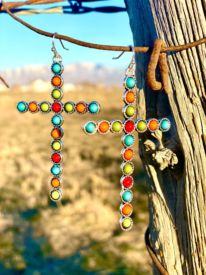 Shop Envi Me Earring Multi Color The Multi Color Calistoga Cross Cross Earrings