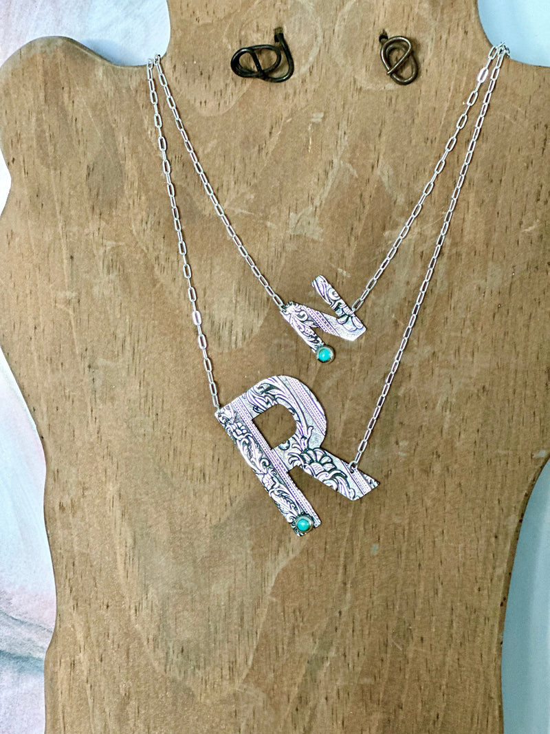 Shop Envi Me Necklaces The Must Have Sterling Silver Dainty Chain Turquoise 2” Letter Necklace