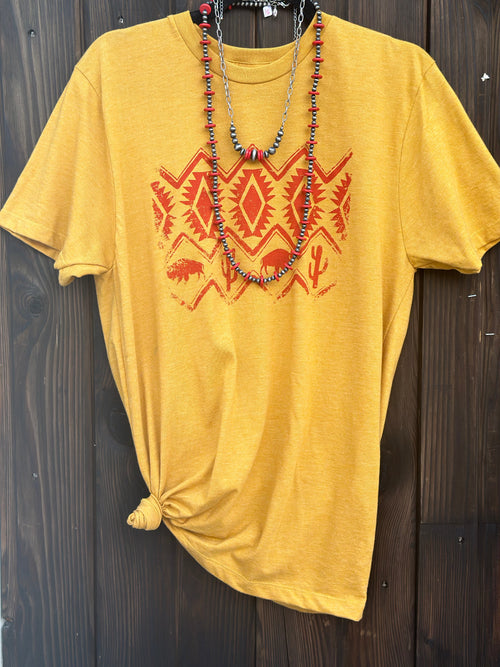 Shop Envi Me It's T-shirt Kinda Day The Mustard Buffalo Roam 🌵 Aztec Tee