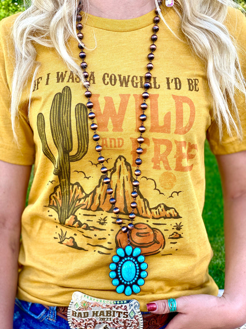 Shop Envi Me It's T-shirt Kinda Day The Mustard Cowgirl Wild & Free Tee